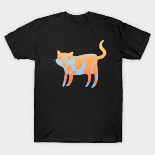 Confused Orange and Blue Cat T-Shirt